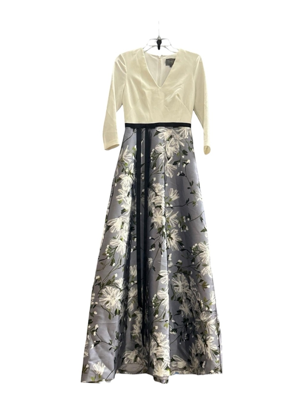 NWT Theia 3/4 sleeve v neck Floral a line cocktail formal gown 2 - Picture 4 of 8